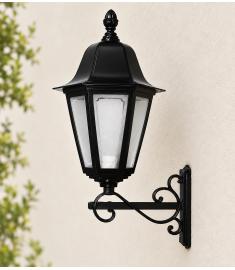 Single Arm Outdoor Wall Light with Lantern, Hexagonal Base