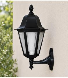 Single Arm Outdoor Wall Light with Teardrop Lantern, Hexagonal Base