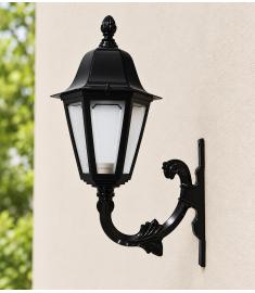 Single Arm Outdoor Wall Light with Lantern, Hexagonal Base