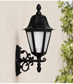 Single Arm Outdoor Wall Light with Lantern, Hexagonal Base