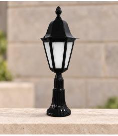 Outdoor Pillar Light with Lantern, Hexagonal Base, Long Round Base
