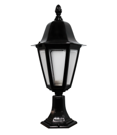 Outdoor Pillar Light with Lantern, Hexagonal Base