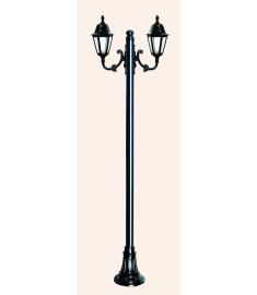 Single Arm Outdoor Light Pole with Lantern, Hexagonal Base
