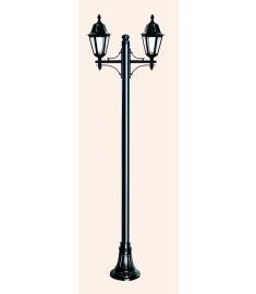 Single Arm Outdoor Light Pole with Lantern, Hexagonal Base