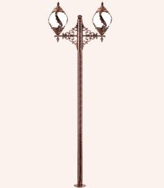 Double Arm Outdoor Light Pole with Flange Base
