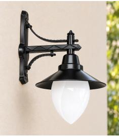 Single Arm Outdoor Wall Light with Opal Globe