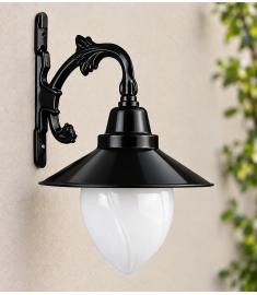 Single Arm Outdoor Wall Light with Opal Globe