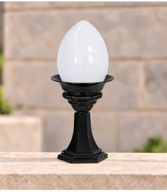 Outdoor Pillar Light with Globe, Flush Base, Hexagonal Base