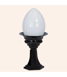 Outdoor Pillar Light with Globe, Flush Base, Hexagonal Base