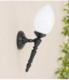 Single Arm Outdoor Wall Light with Opal Globe
