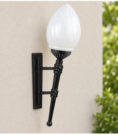 Single Arm Outdoor Wall Light with Opal Globe