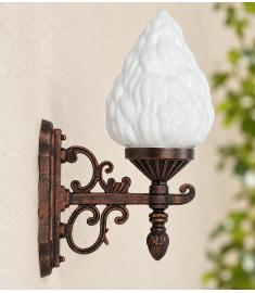 Single Arm Outdoor Wall Light with Opal Globe