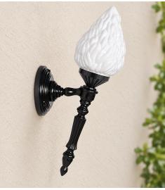 Single Arm Outdoor Wall Light with Opal Globe