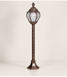 Pathway Bollard Light with 42 cm Lantern, Hexagonal Base, Tube Base, 42 mm Tube
