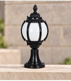 Outdoor Pillar Light with Lantern, Round Base, Beaded