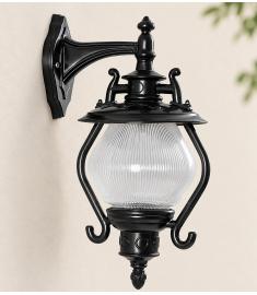 Single Arm Outdoor Wall Light with Teardrop Lantern, Inverted