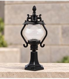 Outdoor Pillar Light with Lantern, Hexagonal Base