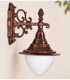 Single Arm Outdoor Wall Light with Teardrop Opal Globe, Shade, Inverted