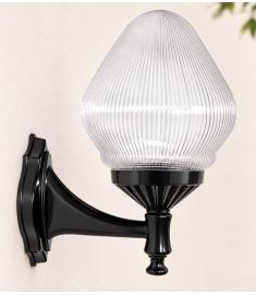 Single Arm Outdoor Wall Light with Teardrop Prismatic Globe