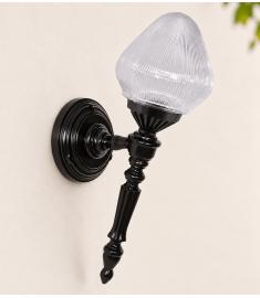 Single Arm Outdoor Wall Light with Teardrop Prismatic Globe