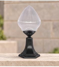 Outdoor Pillar Light with Teardrop Prismatic Globe, Hexagonal Base