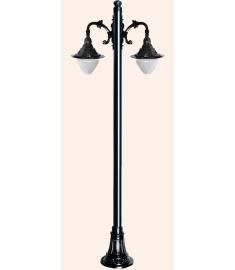 Double Arm Outdoor Light Pole with Shade, Inverted