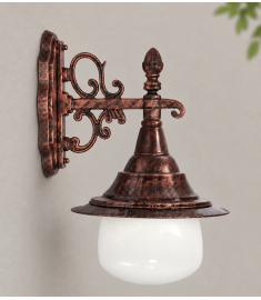 Single Arm Outdoor Wall Light with Opal Globe, Shade, Inverted