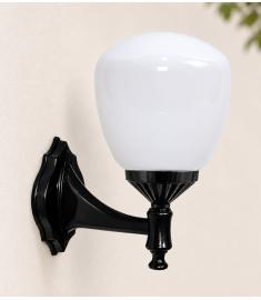 Single Arm Outdoor Wall Light with Teardrop Opal Globe
