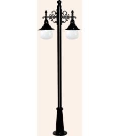 Double Arm Outdoor Light Pole with Shade, Inverted