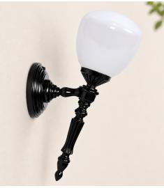 Single Arm Outdoor Wall Light with Opal Globe