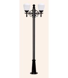 Double Arm Outdoor Light Pole with Opal Globe