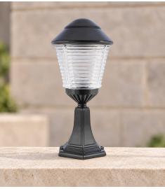 Outdoor Pillar Light with 25 cm Tiered Globe, Hexagonal Base