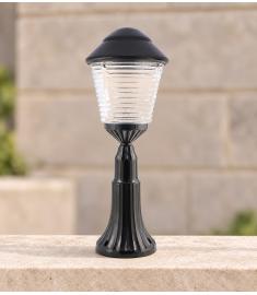 Outdoor Pillar Light with 25 cm Tiered Globe, Long Round Base
