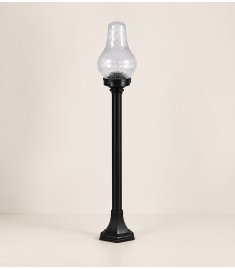 Pathway Bollard Light with 42 cm Prismatic Globe, Hexagonal Base, Tube Base, 42 mm Tube