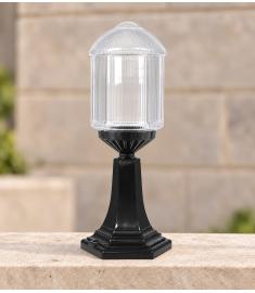 Outdoor Pillar Light with Prismatic Globe, Hexagonal Base