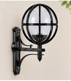 Single Arm Outdoor Wall Light with 25 cm Clear Globe