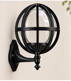 Single Arm Outdoor Wall Light with 25 cm Teardrop Clear Globe