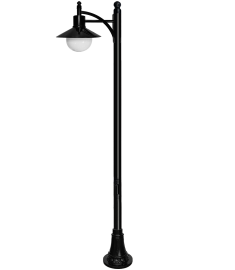 Single Arm Outdoor Light Pole with 25 cm Clear Globe