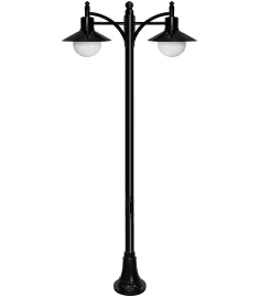 Double Arm Outdoor Light Pole with 25 cm Clear Globe