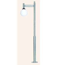 Single Arm Outdoor Light Pole with Tiered Opal Globe