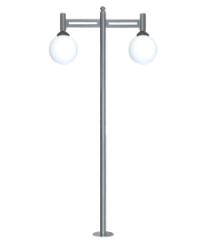 Double Arm Outdoor Light Pole with Tiered Opal Globe