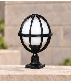 Outdoor Pillar Light with 25 cm Opal Globe, Square Base