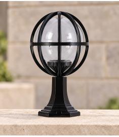 Outdoor Pillar Light with 25 cm Clear Globe, Hexagonal Base