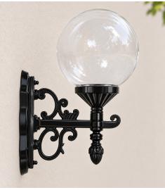 Single Arm Outdoor Wall Light with 20 cm Clear Globe