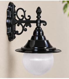 Single Arm Outdoor Wall Light with 20 cm Prismatic Globe, Shade