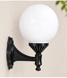 Single Arm Outdoor Wall Light with 20 cm Teardrop Opal Globe