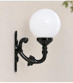 Single Arm Outdoor Wall Light with 20 cm Opal Globe