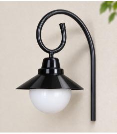 Outdoor Wall Light with Single Steel Arm, 20 cm Opal Globe, Shade
