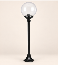 Pathway Bollard Light with 20 cm Clear Globe, Hexagonal Base, Tube Base, 42 mm Tube