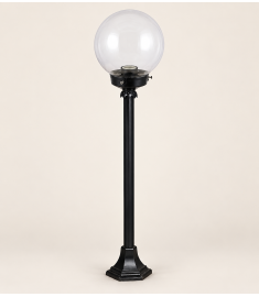 Pathway Bollard Light with 20 cm Clear Globe, Hexagonal Base, Tube Base, 42 mm Tube